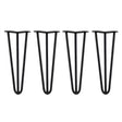 Four black metal hairpin legs, each 14 inches tall, featuring a sleek 3-prong design and a sturdy 12mm diameter for furniture support