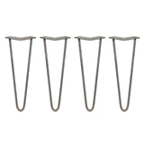 4 x 14" Hairpin Legs - 2 Prong - 10mm - Raw Steel