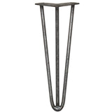 4 x 14" Hairpin Legs - 3 Prong - 12mm - Raw Steel