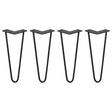 Black 10mm hairpin legs with a sleek, minimalist design, featuring two prongs and a sturdy metal construction for furniture support