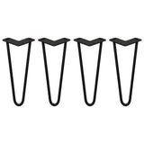 4 x 12" Hairpin Legs - 2 Prong - 12mm - Black