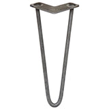 4 x 12" Hairpin Legs - 2 Prong - 12mm - Raw Steel
