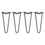 4 x 12" Hairpin Legs - 2 Prong - 12mm - Raw Steel