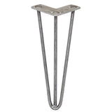 4 x 12" Hairpin Legs - 3 Prong - 10mm - Raw Steel