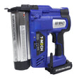 T-Mech nail and staple gun in vibrant blue, featuring a sturdy metal magazine, ergonomic grip, and 18V lithium-ion battery for efficient use