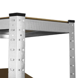 Sturdy aluminum racking with a wooden shelf, featuring adjustable height and black rubber caps on corners for stability