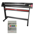 PixMax 59" vinyl cutter in sleek black and red design, featuring a sturdy frame and included Flexi starter software guide