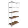 Sturdy white racking unit with four spacious shelves, measuring 90 x 40 x 180 cm, featuring a sleek metal frame and smooth wooden surfaces