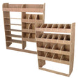 Plywood van racking unit for Vauxhall Vivaro, featuring multiple shelves and compartments for organized storage and easy access