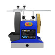 T-Mech Wet Sharpener 230V features a blue and gray body, dual grinding wheels, and easy-to-use control buttons for precision sharpening
