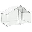 Spacious 4m x 2m chicken run with a sturdy metal frame, hexagonal wire mesh, and a weather-resistant cover for outdoor use