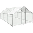 Spacious 4m x 6m x 2m chicken run with a sturdy metal frame, hexagonal wire mesh, and a weather-resistant roof for outdoor use