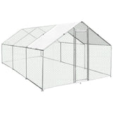 Spacious 4m x 6m x 2m chicken run with a sturdy metal frame, hexagonal wire mesh, and a weather-resistant roof for outdoor use