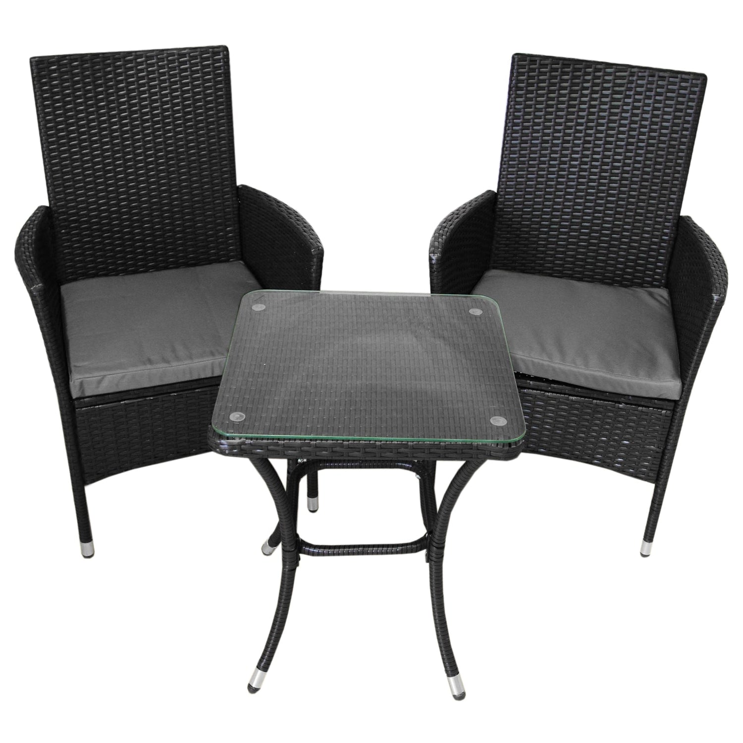 Jardí Rattan Bistro Set Black