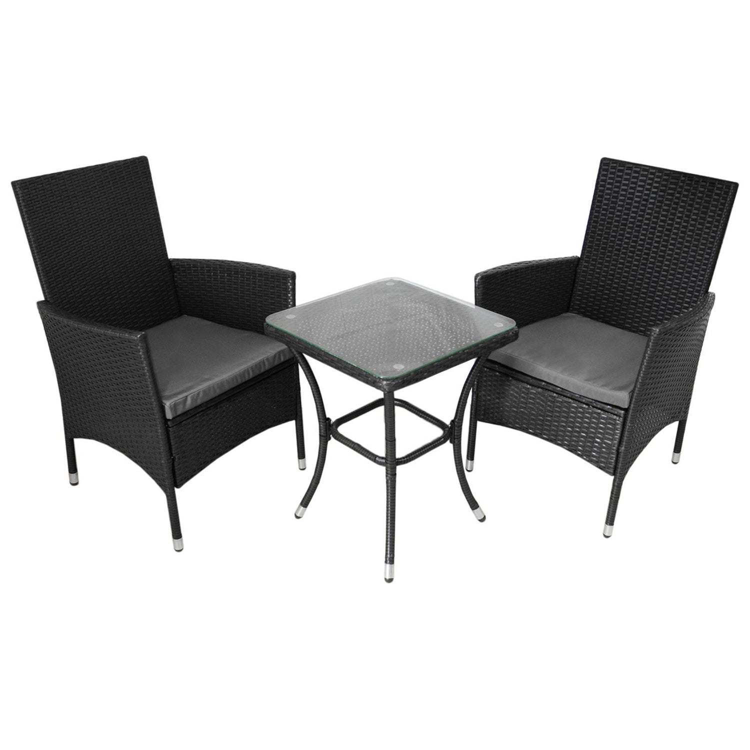 Jardí Rattan Bistro Set Black