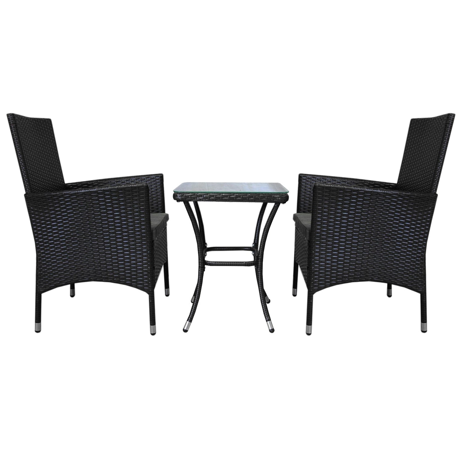 Jardí Rattan Bistro Set Black