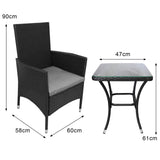 Jardí 2-Seater Rattan Bistro Black Set with Cushions & Rain Cover