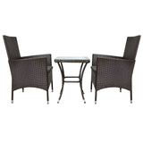 Jardí Rattan Bistro Set Brown