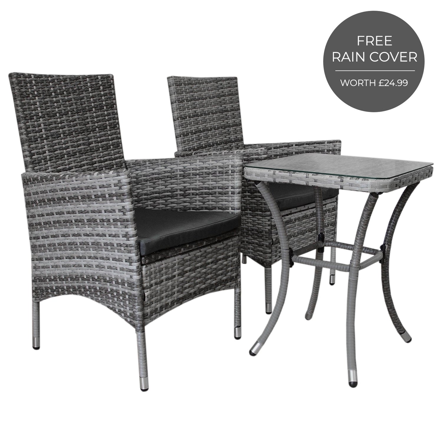 Jardí Rattan Bistro Set Grey