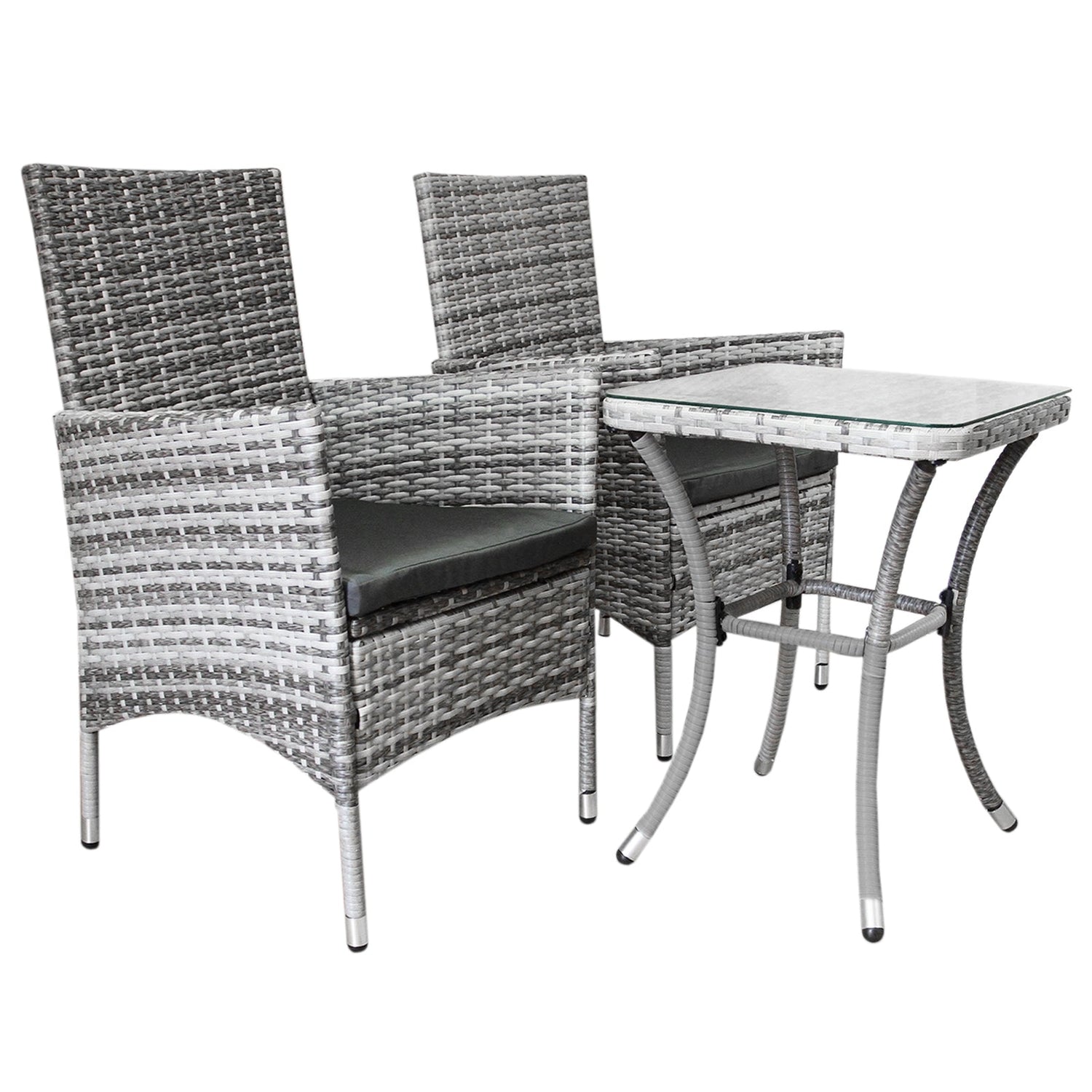 Jardí Rattan Bistro Set Light Grey