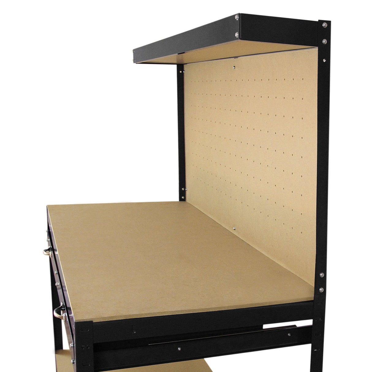 Workbench With Pegboard And Drawer In Black