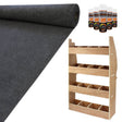 Anthracite van lining roll, wood rack with multiple compartments, and adhesive spray bottles for Citroen Berlingo customization