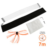 MAXBLAST Powered Chimney Sweep kit includes flexible rods, a brush with orange bristles, a storage bag, and cleaning accessories