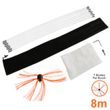 MAXBLAST Powered Chimney Sweep kit includes 8m flexible rods, a brush with orange bristles, and a storage bag for easy use