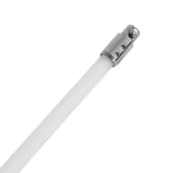 MAXBLAST Powered Chimney Sweep 8m features a long, white flexible rod with a silver connector, designed for efficient chimney cleaning