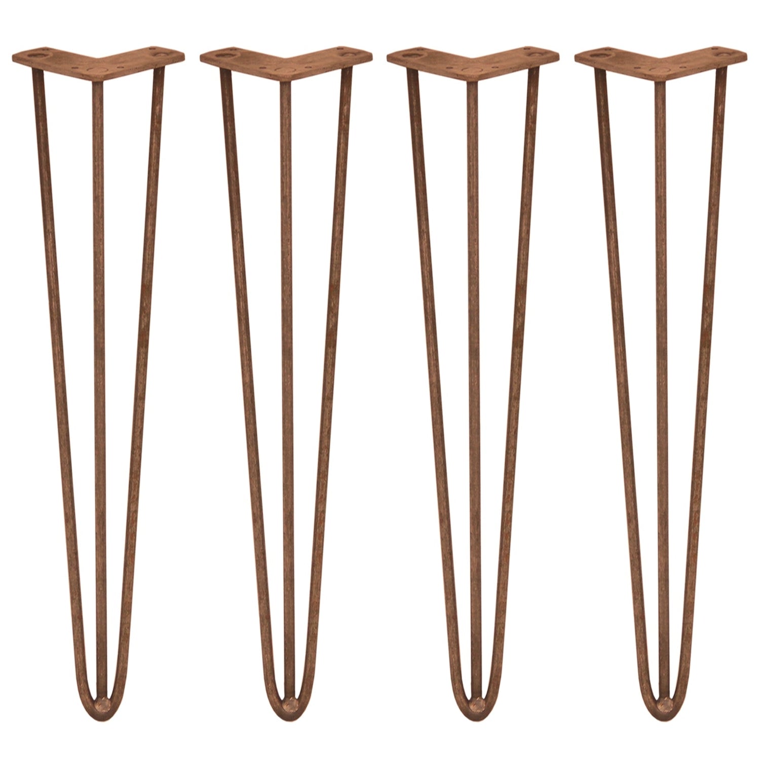 4 x 28" Hairpin Legs - 3 Prong - 12mm - Antique Copper