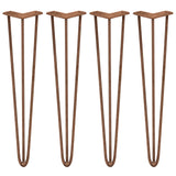 4 x 28" Hairpin Legs - 3 Prong - 12mm - Antique Copper