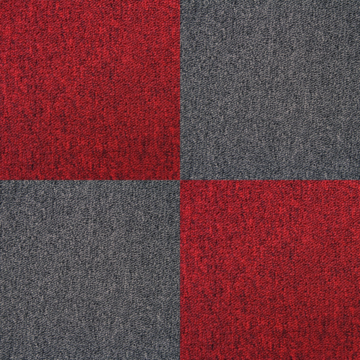 40 x Carpet Tiles 10m2 / Scarlet Red & Charcoal Black