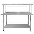 Stainless steel 6ft catering bench with a single over-shelf, featuring a sleek surface, sturdy legs, and a modern design