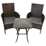 Jardí 2-Seater Rattan Bistro Brown Set with Cushions & Rain Cover