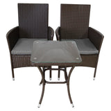 Jardí 2-Seater Rattan Bistro Brown Set with Cushions & Rain Cover