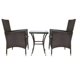 Jardí 2-Seater Rattan Bistro Brown Set with Cushions & Rain Cover