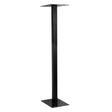 Sleek black metal post box stand with a square base and top, designed for stability and modern aesthetics in outdoor settings