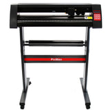 LED vinyl cutter with a sleek black design, featuring a digital control panel and sturdy metal frame for precision cutting