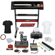 PixMax Da Vinci Bundle features a heat press, vinyl cutter, printer, and accessories, ideal for custom apparel and signage creation