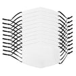 Ten large white face masks with black ear loops, designed for sublimation printing, arranged in a stacked formation
