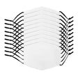 Ten small white face masks with black ear straps, neatly arranged in a stack, perfect for sublimation printing projects