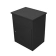 Sleek black parcel post box with a smooth finish, featuring a secure front door and a flat top for easy access and storage