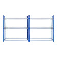 Sturdy blue metal tyre racking bay with four adjustable shelves, designed for efficient storage and organization of tyres