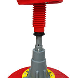 Large free-standing boxing dummy with a red top, flexible neck, and sturdy gray base, designed for training and fitness workouts
