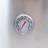 Stainless steel thermometer with a clear dial, displaying temperatures up to 900°F, ideal for monitoring pizza oven heat levels