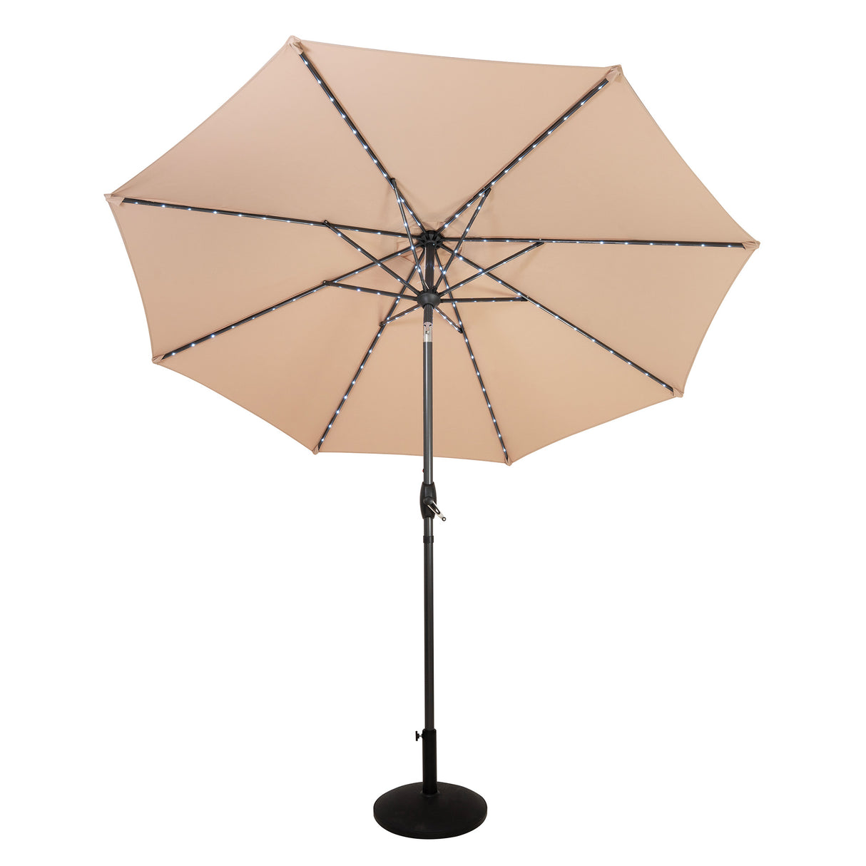 LED Tilt Parasol 2.7m With Tilt Base – Beige