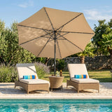 LED Tilt Parasol 2.7m With Tilt Base – Beige