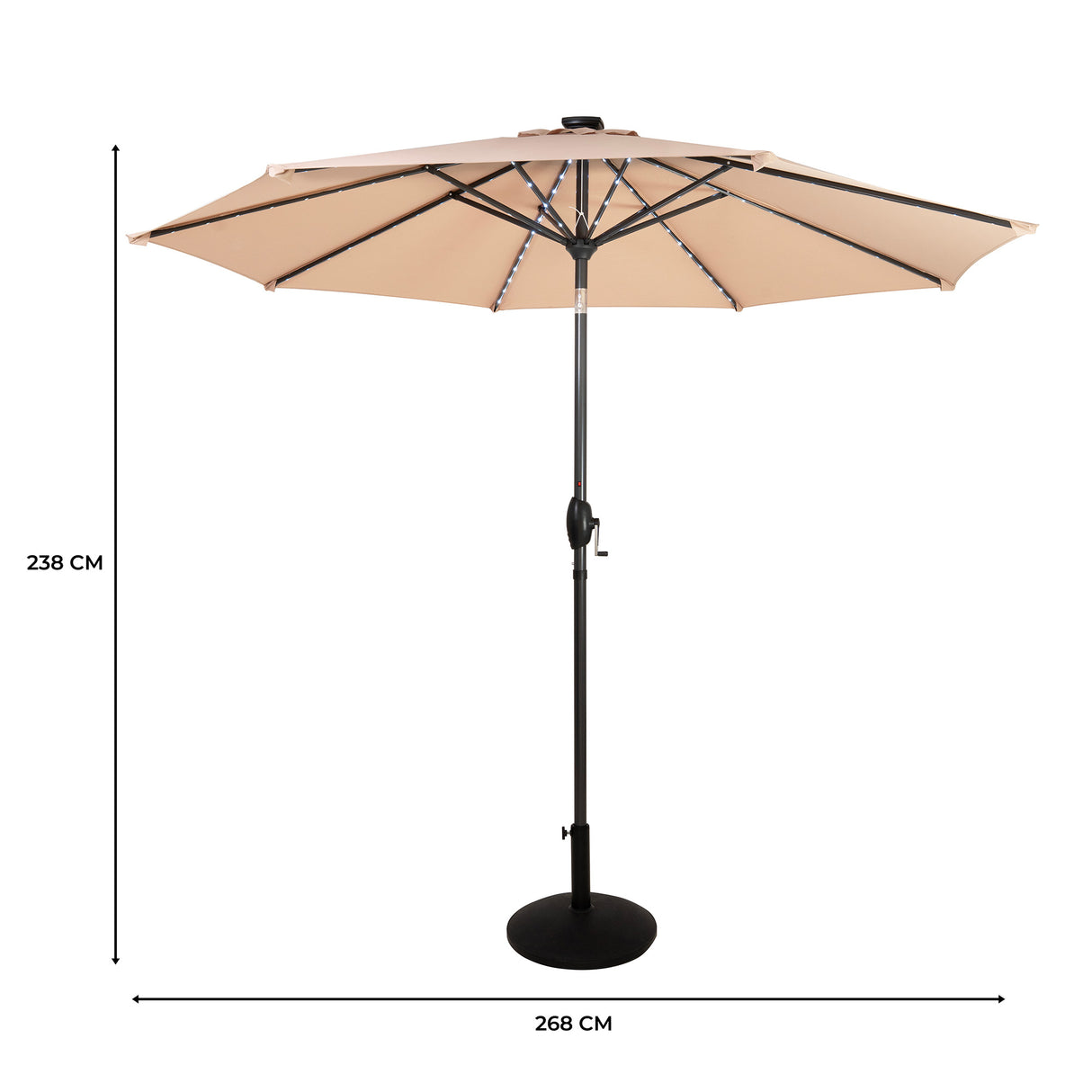 LED Tilt Parasol 2.7m With Tilt Base – Beige