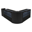 Sleek black Phoenix LED shop counter set featuring curved design, glass display sections, and modern aesthetic for retail spaces