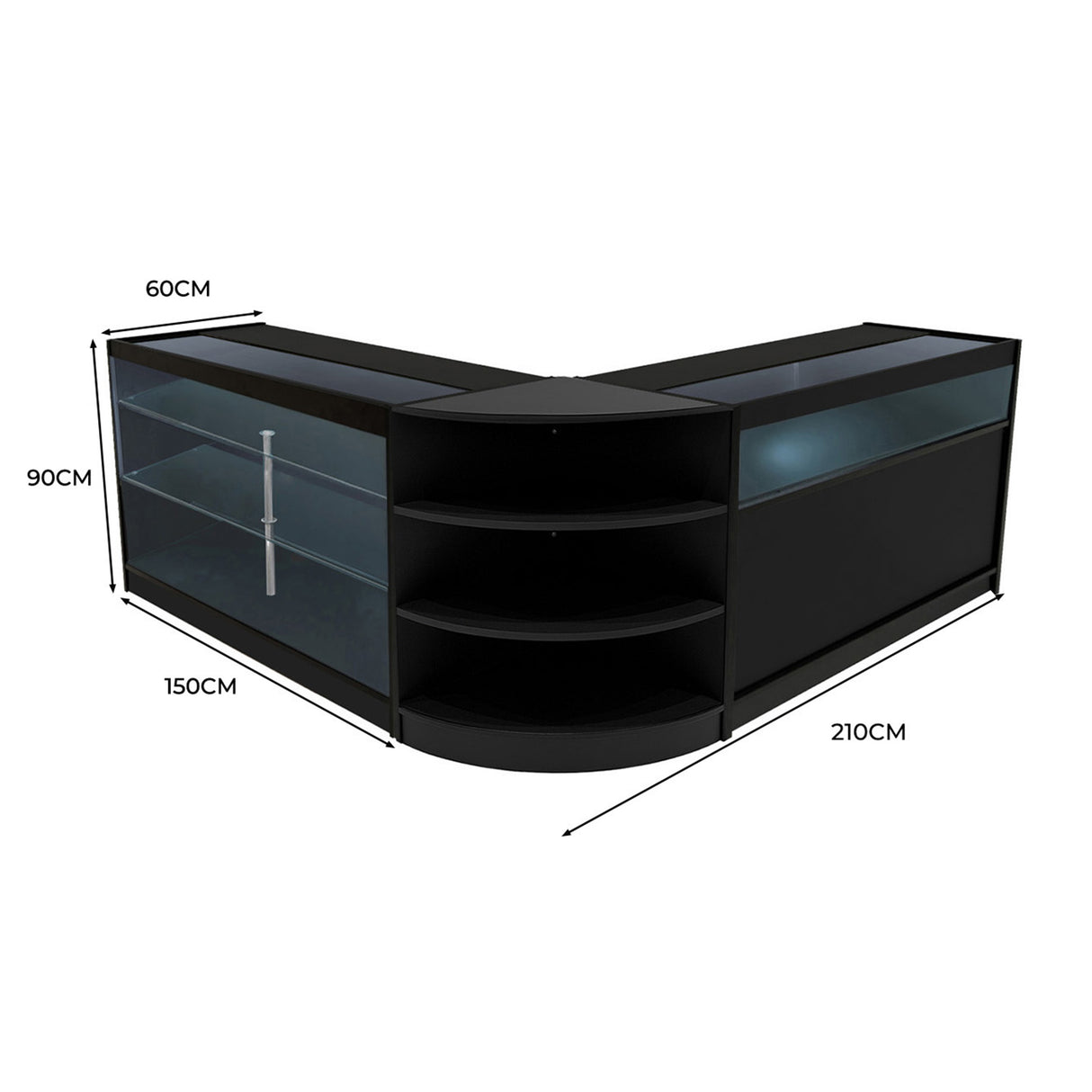Demeter LED Shop Counter Set K1500, B1500 & LM60 - Black